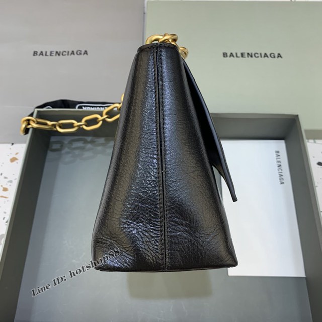 Balenciaga專櫃新品速遞Downtown鏈條單肩包 巴黎世家大號黑色經典Hourglass包 fyj1353